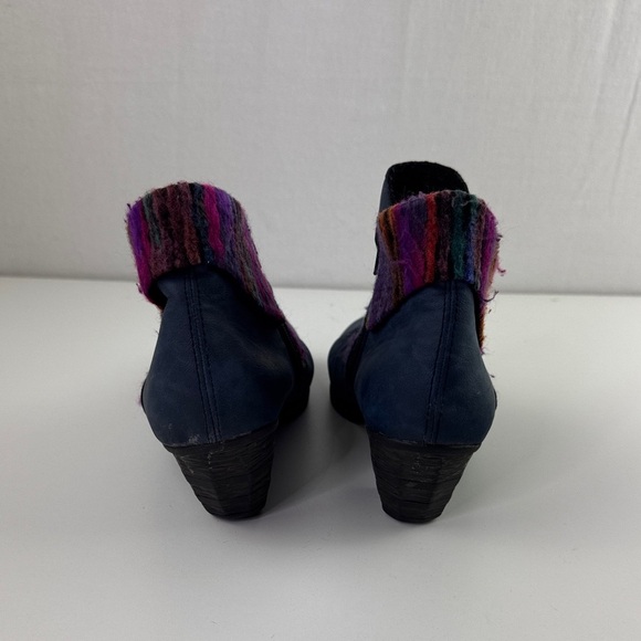 Rieker Women's Comfort Blue Leather Booties with Colourful Knit Accents - Picture 5 of 9